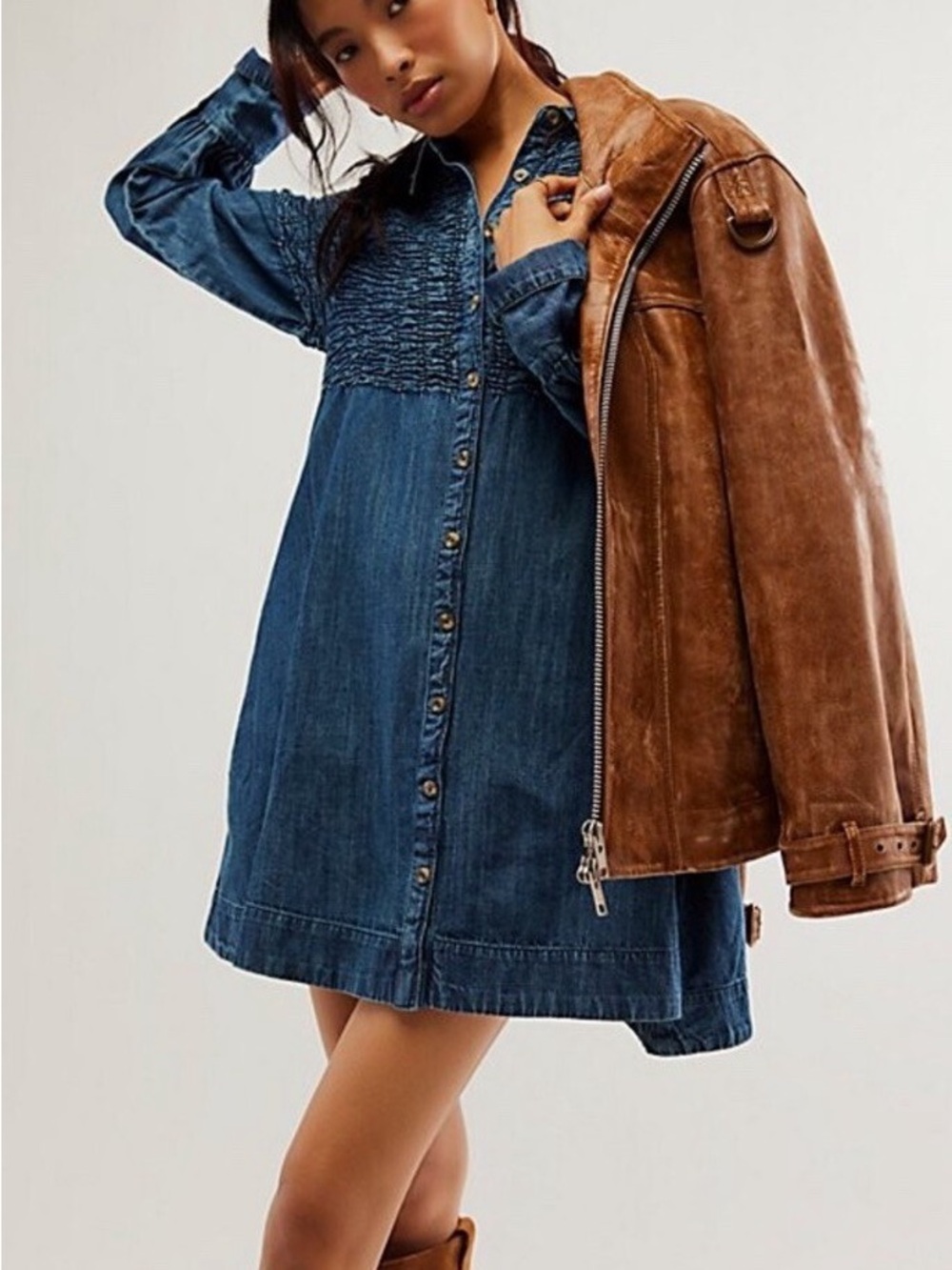 Free People- Denim Find Me Now Dress